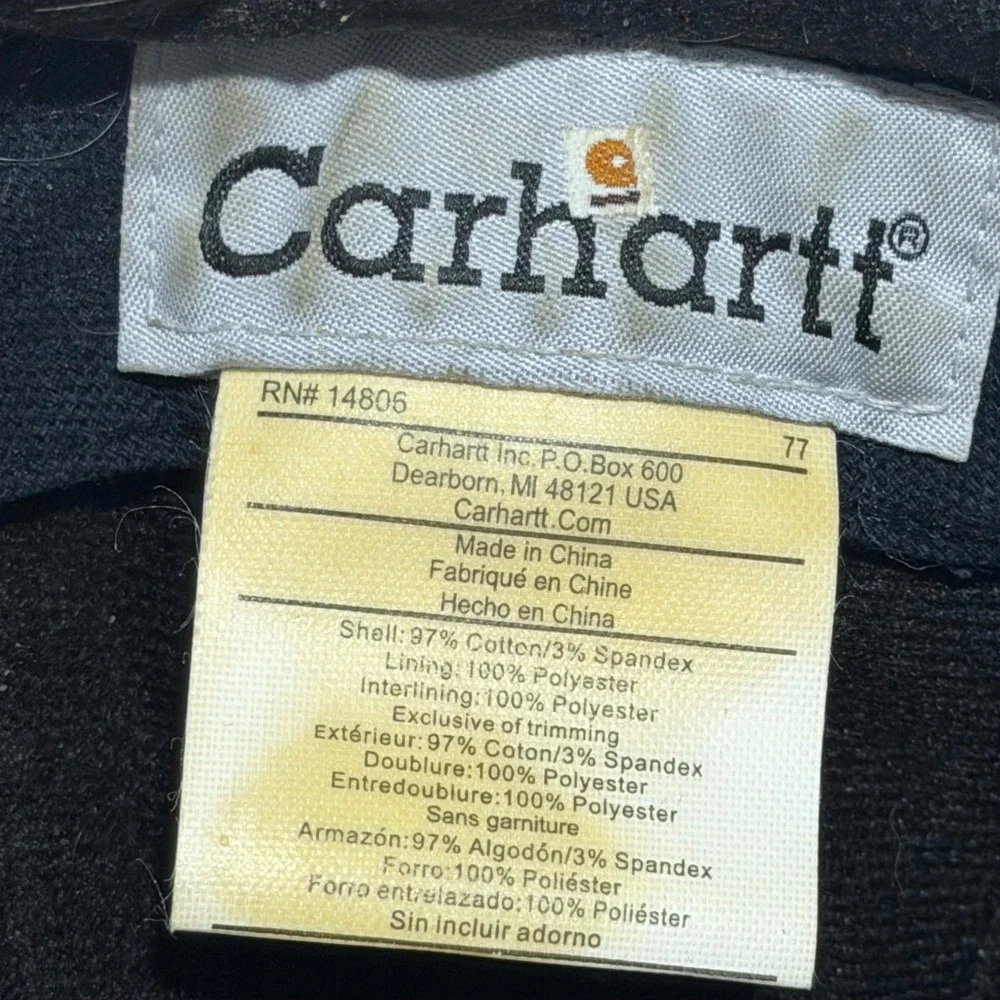C+ Carhartt Mens Navy Blue Cotton Duck Ear Flap Winter‎ Work Hat Cap RN14806